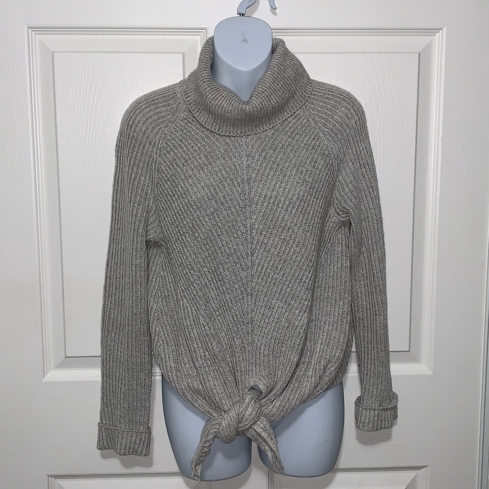 Moth anthropologie turtle neck front tie sweater